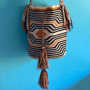 Wayuu Mochila Bag  Tribal Themed Bucket Purse Perfect for Beach Summer Pool